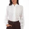 Scully Leather Company Women's Old West Top Collection: Rangewear Crochet Trim Poet Blouse Ladies'