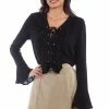 Scully Leather Company Ladies' Women's Old West Top Collection: Rangewear Lace Up Ruffle Front