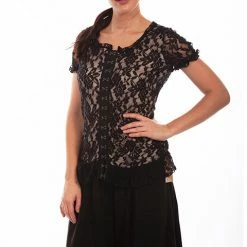 Scully Leather Company Ladies' Women's Old West Collection: Rangewear Lace Crochet Short Sleeve Top