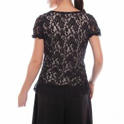 Scully Leather Company Ladies' Women's Old West Collection: Rangewear Lace Crochet Short Sleeve Top