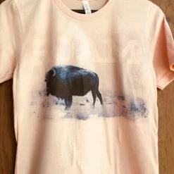 Ladies' Original Cowgirl Clothing T-Shirts: ROAM Buffalo Peach