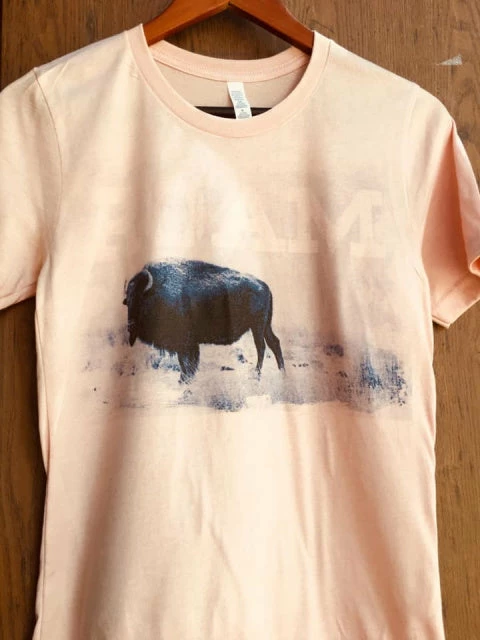 Ladies' Original Cowgirl Clothing T-Shirts: ROAM Buffalo Peach 4 Ladies' Original Cowgirl Clothing T-Shirts: ROAM Buffalo Peach