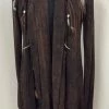 Pat Dahnke Ladies' Distressed Brown Feathered Fringed Shawl Collar Jacket