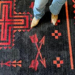 American Dakota Textiles Decor Voices Collection: Shoot Me Straight Power Red Area Rugs