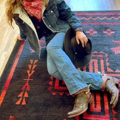 American Dakota Textiles Decor Voices Collection: Shoot Me Straight Power Red Area Rugs