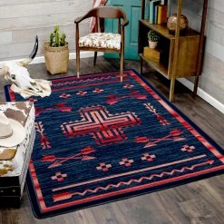 American Dakota Textiles Decor Voices Collection: Shoot Me Straight Power Red Area Rugs
