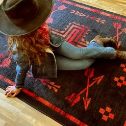 American Dakota Textiles Decor Voices Collection: Shoot Me Straight Power Red Area Rugs