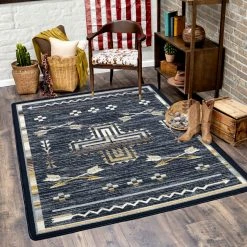 American Dakota Textiles Decor Voices Collection: Shoot Me Straight Natural Area Rugs