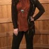 Pat Dahnke Distressed Brown Feathered Fringed Short Jacket