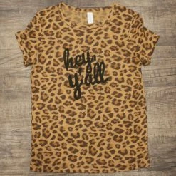 Original Cowgirl Clothing T-Shirts: Hey Y'All Leopard