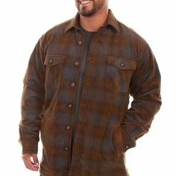 Scully Leather Company Men's Signature Shirt Collection: Outdoor Corduroy Plaid Blue Brown