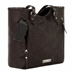 American West Handbags Ladies' American West Handbag Annie's Secret Collection: Leather Zip Top Tote, Western Tooled, Pocket
