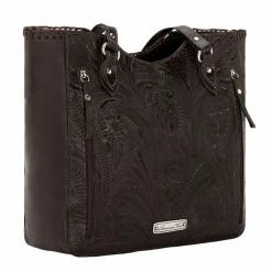 American West Handbags Ladies' American West Handbag Annie's Secret Collection: Leather Zip Top Tote, Western Tooled, Pocket