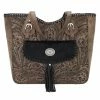 American West Handbags Ladies' American West Handbag Annie's Secret Collection: Leather Zip Top Tote, Western Tooled, Pocket
