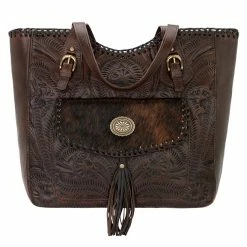 American West Handbags Ladies' American West Handbag Annie's Secret Collection: Leather Zip Top Tote, Western Tooled, Pocket
