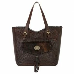 American West Handbags Ladies' American West Handbag Annie's Secret Collection: Leather Zip Top Tote, Western Tooled, Pocket