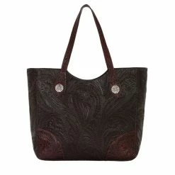 American West Handbags Ladies' American West Handbag Annie's Secret Collection: Leather Zip Top Tote, Western Tooled