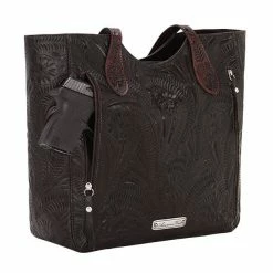 American West Handbags Ladies' American West Handbag Annie's Secret Collection: Leather Zip Top Tote, Western Tooled