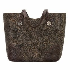American West Handbags Ladies' American West Handbag Annie's Secret Collection: Leather Zip Top Tote, Western Tooled