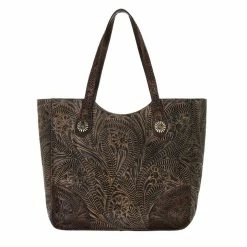 American West Handbags Ladies' American West Handbag Annie's Secret Collection: Leather Zip Top Tote, Western Tooled