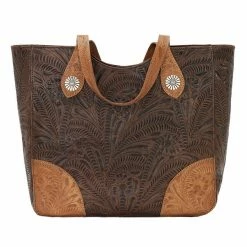 American West Handbags Ladies' American West Handbag Annie's Secret Collection: Leather Zip Top Tote, Western Tooled