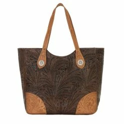 American West Handbags Ladies' American West Handbag Annie's Secret Collection: Leather Zip Top Tote, Western Tooled
