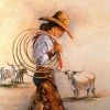TXLC Custom Tile Western Art Tile: Artist Doreman Burns "A Rare Breed"