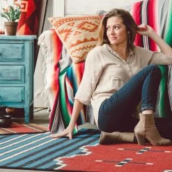 American Dakota Textiles Decor Voices Collection: Big Chief Blue Area Rugs