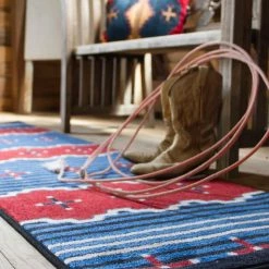 American Dakota Textiles Decor Voices Collection: Big Chief Blue Area Rugs