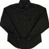 White Horse Apparel Ladies' Women's Western Shirt: White Horse Solid Broadcloth Black