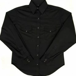 White Horse Apparel Ladies' Women's Western Shirt: White Horse Solid Broadcloth Black