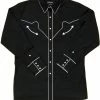 White Horse Apparel Men's Embroidered Western Shirt: White Horse Retro Black