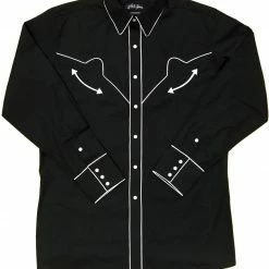 White Horse Apparel Men's Embroidered Western Shirt: White Horse Retro Black