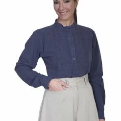 Scully Leather Company Ladies' Women's Old West Top Collection: Rangewear Paisley Embroidered Bib Blouse