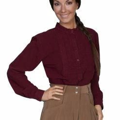 Scully Leather Company Ladies' Women's Old West Top Collection: Rangewear Paisley Embroidered Bib Blouse