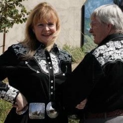 Scully Leather Company Ladies' Women's Vintage Western Shirt Collection: Scully Gunfighter Black & Silver