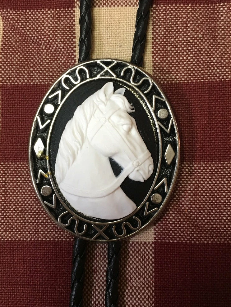 Rockmount Ranch Wear Accessory: Horse Cameo Bolo Necktie Ladies' 4 Rockmount Ranch Wear Accessory: Horse Cameo Bolo Necktie Ladies'