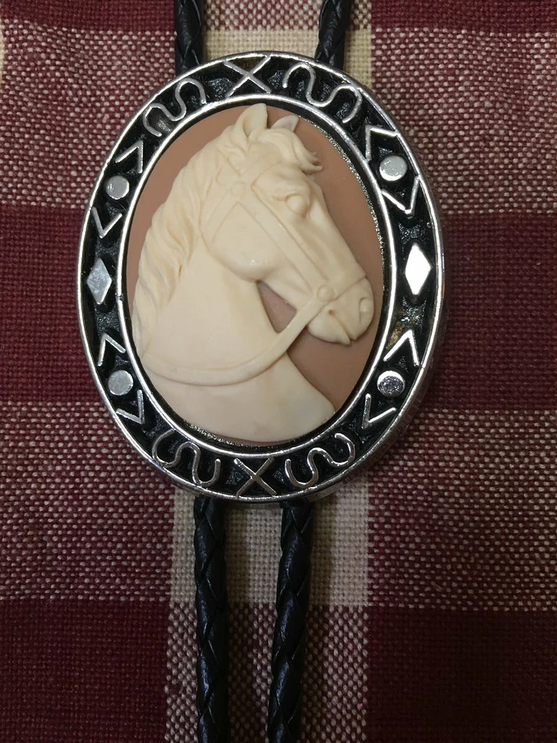 Rockmount Ranch Wear Accessory: Horse Cameo Bolo Necktie Ladies' 5 Rockmount Ranch Wear Accessory: Horse Cameo Bolo Necktie Ladies'