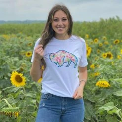Ladies' Original Cowgirl Clothing T-Shirts: Buffalo Rose Spots