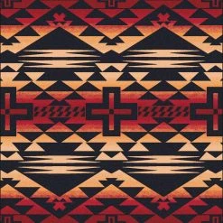 American Dakota Textiles Trader Collection: Rustic Cross Burnt Red Area Rugs