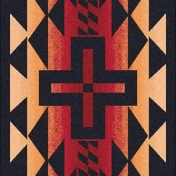 American Dakota Textiles Trader Collection: Rustic Cross Burnt Red Area Rugs