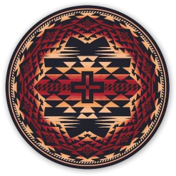 American Dakota Textiles Trader Collection: Rustic Cross Burnt Red Area Rugs