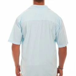 Scully Leather Company Men's Farthest Point Collection Shirt: Short Sleeve Calypso Aqua Sky