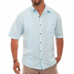 Scully Leather Company Men's Farthest Point Collection Shirt: Short Sleeve Calypso Aqua Sky