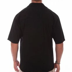 Scully Leather Company Men's Farthest Point Collection Shirt: Short Sleeve Calypso Black Tan