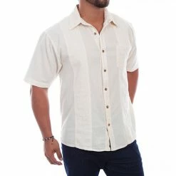 Scully Leather Company Men's Farthest Point Collection Shirt: Short Sleeve Calypso Ivory