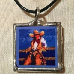 TXLC Custom Tile Ladies' Ceramic Tile Necklace Doreman Burns: Calypso Corral