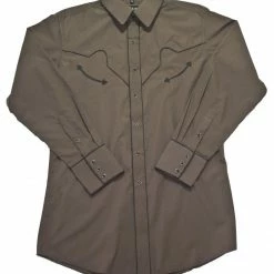 White Horse Apparel Men's Embroidered Western Shirt: White Horse Retro Chocolate