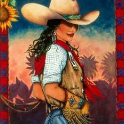 TXLC Custom Tile Western Art Tile: Artist Doreman Burns "Country Sunshine" Made In The USA For Home