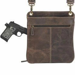 OutWest Shop Ladies' Concealed Carry Crossbody Shoulder Flat Bag Brown